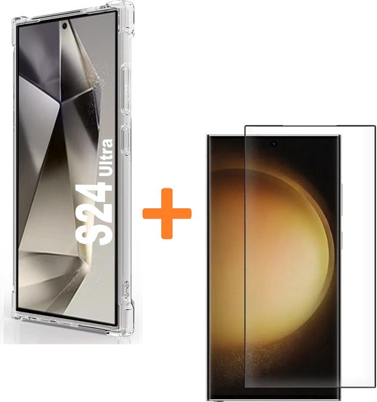 Samsung Galaxy S24 Ultra Hoesjes – Siliconen Backcover – Schokbestendig – 2x Screenprotector Gehard Glas – Transparant-Ilumina Benelux