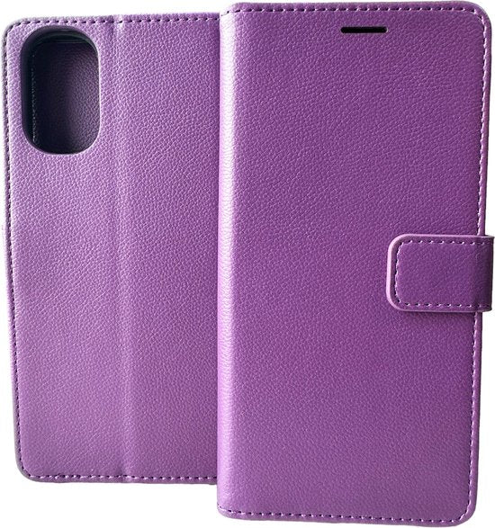 Motorola Moto E32/E32s Hoesjes – Bookcase Portemonnee Hoes – Pasjeshouder – Magneetsluiting – Paars-Ilumina Benelux