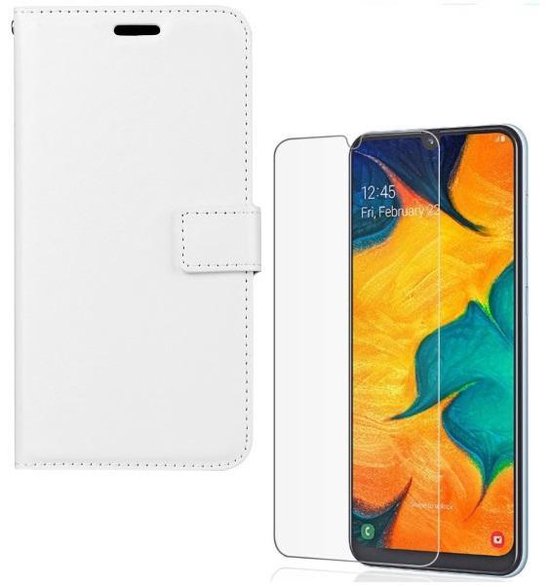 Samsung Galaxy A60 Hoesjes – Portemonnee Hoes – Pasjeshouder – 2x Gehard Glas Screenprotector – Wit-Ilumina Benelux