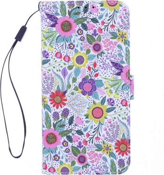 Motorola Moto G9 Power Hoesjes – Bookcase – Bloemen Print – Met 2x Screenprotector – Zwart-Ilumina Benelux