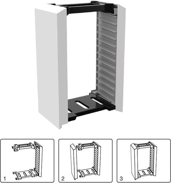 Game opbergrek – Gaming tower organizer – Spellenhouder standaard – Voor Nintendo Switch, PS5/PS4 & Xbox One games – Zwart-Ilumina Benelux