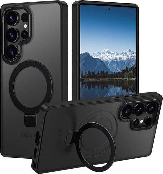 Samsung Galaxy S24 Ultra Hoesjes – MagSafe Backcover met Standaard – Schokbestendig – Zwart-Ilumina Benelux