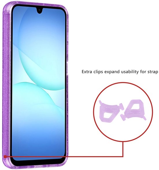 Backcover Hoesje Geschikt voor: Samsung Galaxy A17 5G & Samsung Galaxy A26 - MagSafe Compatibel – Transparant Glitter Design – Krasbestendig – Slanke Bescherming met Perfecte Pasvorm - Paars