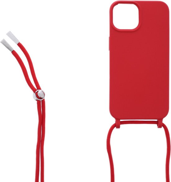 iPhone 14 Plus Hoesjes – Siliconen Backcover met Ketting – TPU – Schokbestendig – Rood-Ilumina Benelux