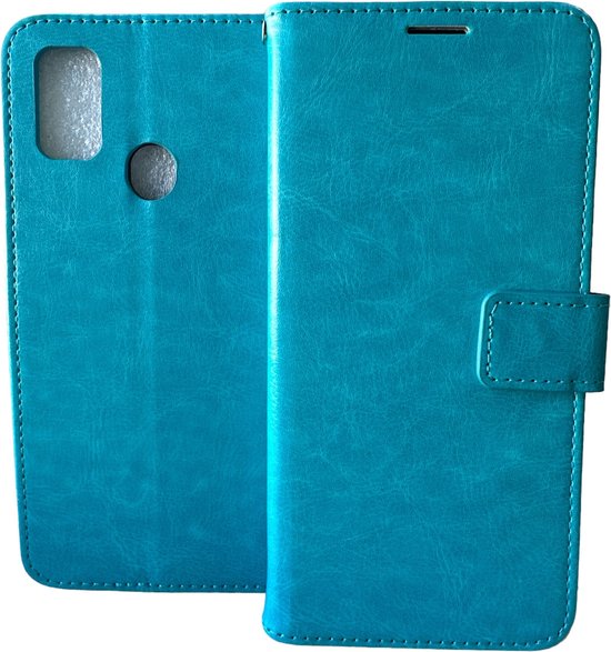 Samsung Galaxy A21s Hoesjes – Portemonnee Book Case – Pasjeshouder – Magneetsluiting – Turquoise-Ilumina Benelux