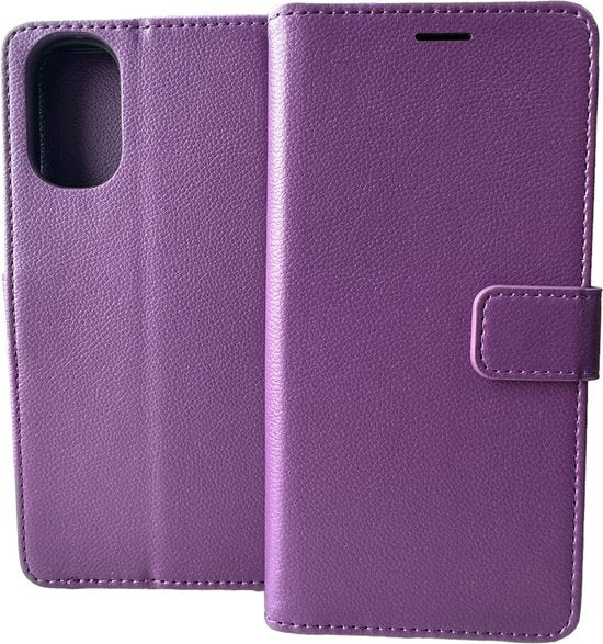 Portemonnee Bookcase Hoesje Geschikt voor: Motorola Moto E32 / E32s - Paars