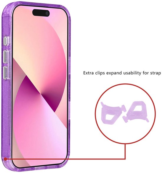 iPhone 17 Hoesjes – MagSafe Compatibel Backcover – Glitter Design – Krasbestendig – Paars-Ilumina Benelux