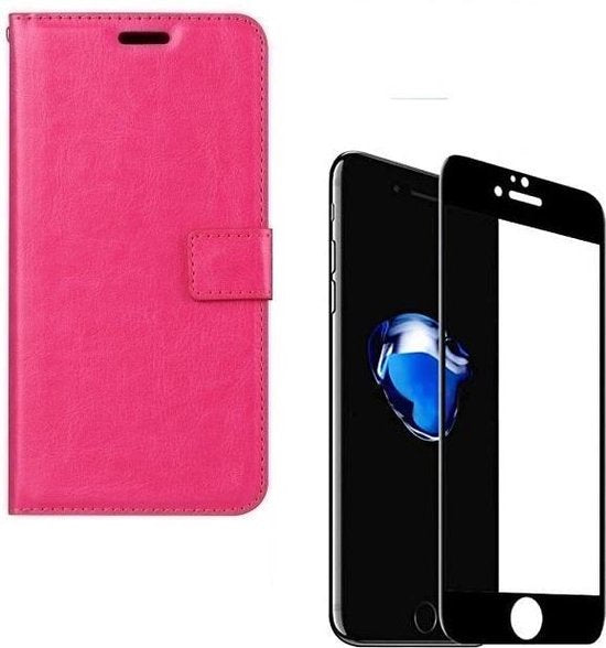 iPhone 7/8 Hoesjes – Portemonnee Bookcase – Pasjeshouder – 2x Full Screenprotector – Roze-Ilumina Benelux