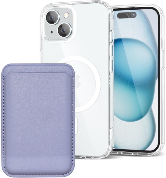 iPhone 15 Plus Hoesjes – Anti-Shock Backcover met MagSafe – Magnetische Pasjeshouder – Paars-Ilumina Benelux