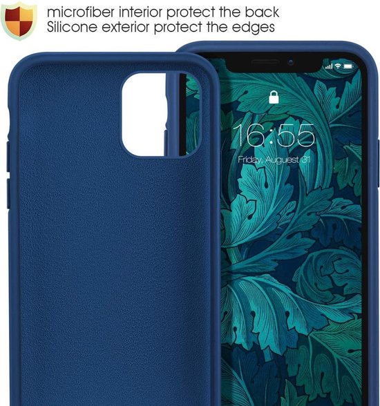 iPhone 11 Hoesjes – Siliconen Backcover – Inclusief Screenprotector Gehard Glas – Blauw-Ilumina Benelux