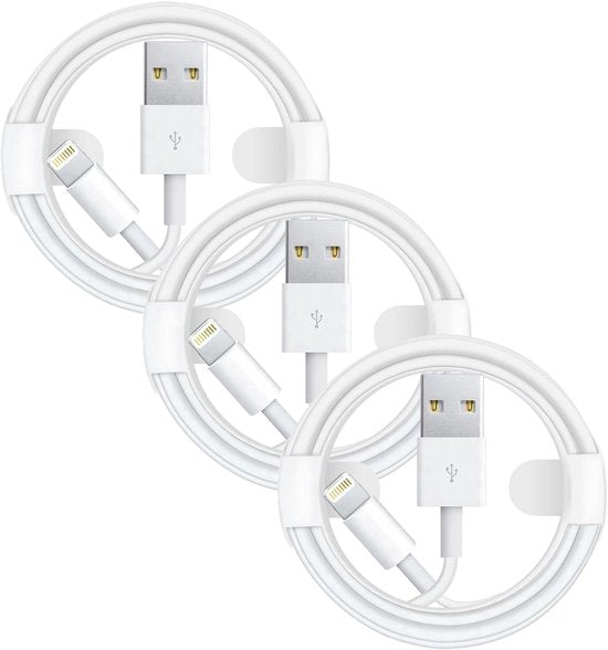 Lightning Oplaadkabel – Geschikt voor iPhone & iPad – USB-A – 3x 3 Meter – Wit-USB-Kabels-Ilumina Benelux