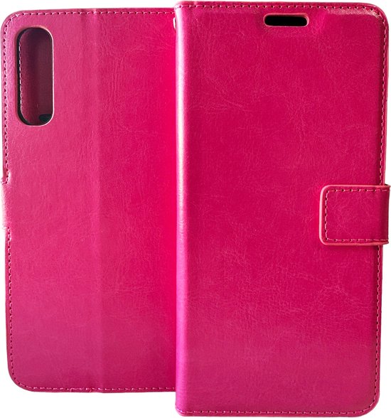 Samsung Galaxy A50 Hoesjes – Portemonnee Bookcase – Magneetsluiting – Pasjeshouder – Roze + 2x Gehard Glas Screenprotector