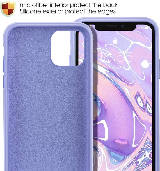 iPhone 12 Hoesjes – Siliconen Backcover + Screenprotector – Gehard Glas – Anti-kras – Paars-Ilumina Benelux