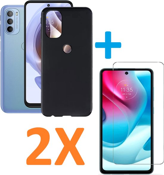 Motorola Moto G60/G60s Hoesjes – Soft TPU Siliconen Backcover – Inclusief 2x Screenprotector – Zwart-Ilumina Benelux
