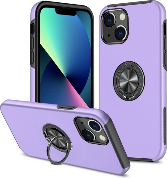 iPhone 15 Plus Hoesjes – Backcover met Vingerring & Magneet – Anti-drop – Paars-Ilumina Benelux