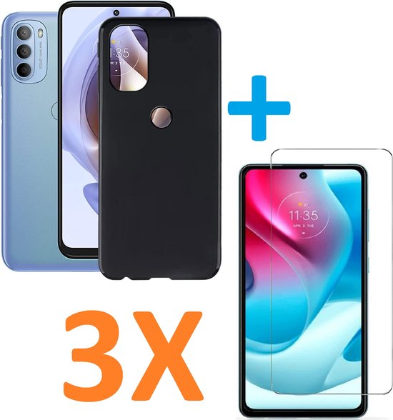 Motorola Moto G60/G60s Hoesjes – Soft TPU Siliconen Backcover – Inclusief 3x Screenprotector – Zwart-Ilumina Benelux