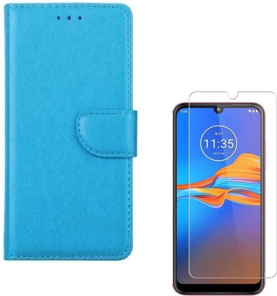 Motorola Moto E6 Plus Hoesjes – Portemonnee Hoes – Magneetsluiting – 2x Screenprotector – Turquoise