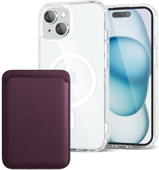 iPhone 15 Hoesjes – Anti-shock Backcover – MagSafe – Magnetische Pasjeshouder – Purperviolet-Ilumina Benelux