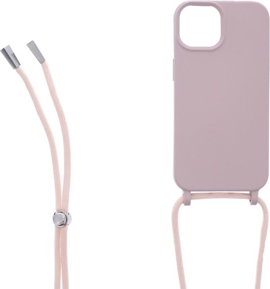 iPhone 14 Plus Hoesjes – Siliconen Backcover met Ketting – TPU – Beige-Ilumina Benelux