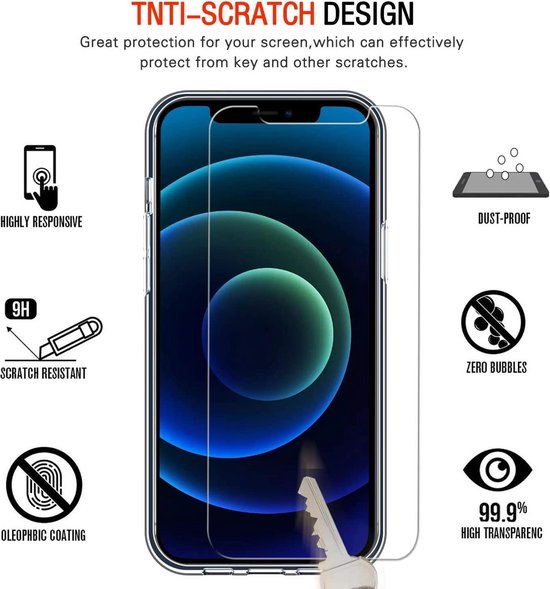 iPhone 12 Mini Hoesjes – Transparante TPU Siliconen Backcover – Soft Case – 3x Screenprotector Gehard Glas-Ilumina Benelux