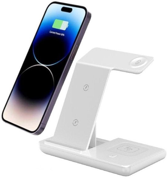 Draadloze Oplader – 3-in-1 Qi Oplaadstation 15W – Geschikt voor iPhone MagSafe, Watch & AirPods-Oplader-Ilumina Benelux