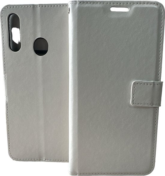 Samsung Galaxy A20s Hoesjes – Portemonnee Book Case – Pasjeshouder – Magneetsluiting – Wit-Ilumina Benelux