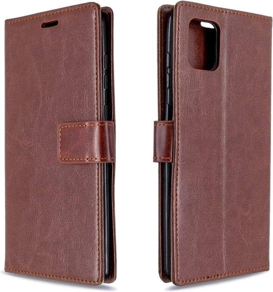 Portemonnee Hoesje - 2 Pack Screenprotector Geschikt voor: Samsung Galaxy A41 - Bruin