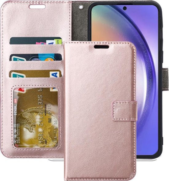 Samsung Galaxy A55 Hoesjes – Portemonnee Book Case – Pasjeshouder – Magneetsluiting – Roségoud-Ilumina Benelux