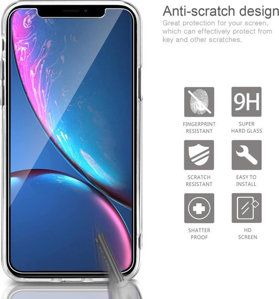 iPhone XR Hoesjes – Transparante TPU Siliconen Backcover – Inclusief 2x Gehard Glas Screenprotector – Anti-kras-Ilumina Benelux