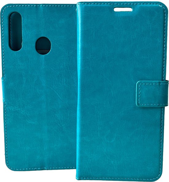 Portemonnee Hoesje - 2 Pack Screenprotector Geschikt voor: Samsung Galaxy A20S - Turquoise