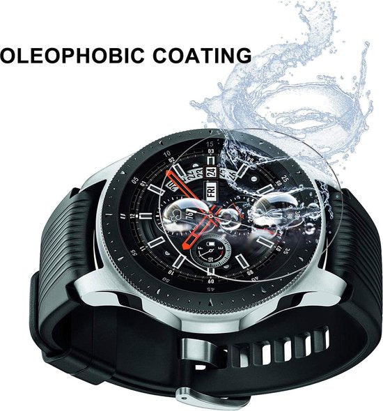 Screenprotector – Geschikt voor Samsung Galaxy Watch/Gear S3 46mm – Gehard Glas 9H – Bubbelvrij – 2 Stuks – Transparant-Smartwatchscreenprotector-Ilumina Benelux