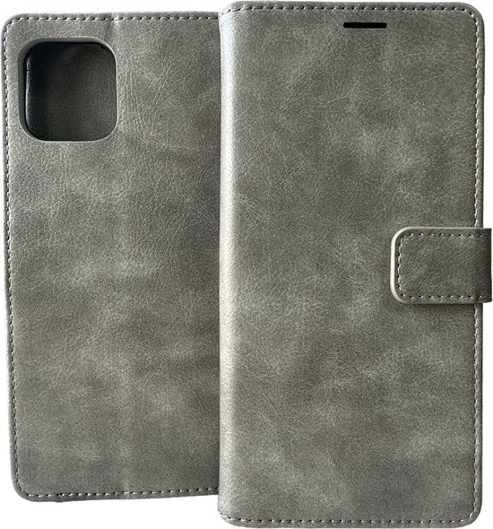 Motorola Edge 20 Lite Hoesjes – Bookcase Portemonnee – Pasjeshouder – 1x Screenprotector – Grijs-Ilumina Benelux
