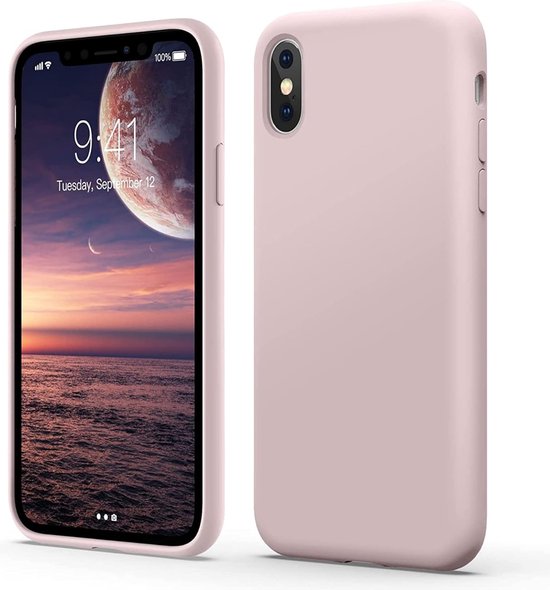 iPhone XS Max Hoesjes – Liquid Siliconen Backcover – Flexibele TPU Cover – Schokbestendig – Sand Pink-Ilumina Benelux