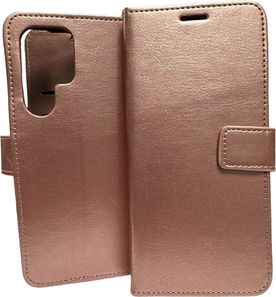 Samsung Galaxy S23 Ultra Hoesjes – Portemonnee Book Case – Pasjeshouder – Magneetsluiting – Roségoud-Ilumina Benelux