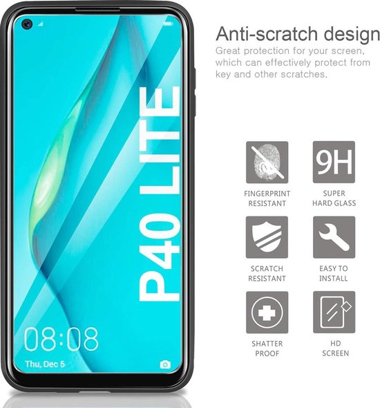 Huawei P40 Lite Hoesjes – Siliconen Backcover – Inclusief 2x Screenprotector – Zwart-Ilumina Benelux