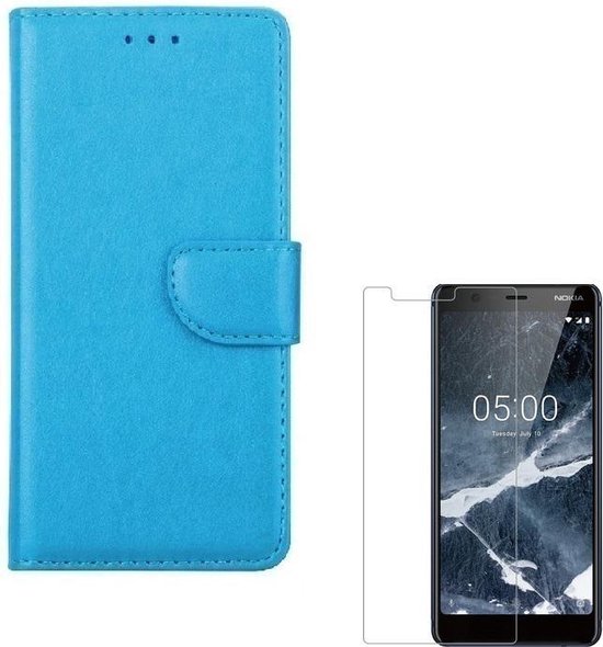 Nokia 5.1 Hoesjes – Portemonnee Hoes – Magneetsluiting – Inclusief 2x Screenprotector – Turquoise-Ilumina Benelux