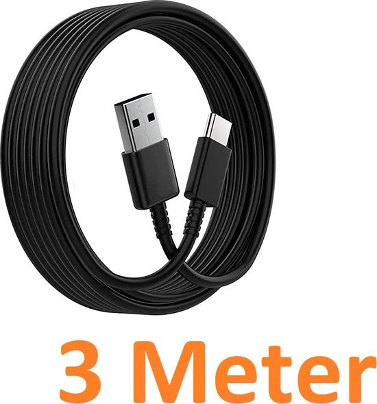 USB-C kabel – Geschikt voor Xbox Series X/GoPro/Nintendo Switch/PS5 controller – USB-A 2.0 – 3 Meter – Zwart-Ilumina Benelux