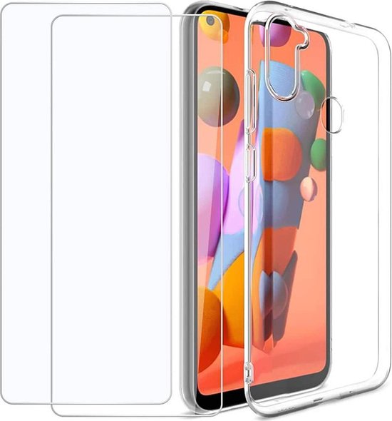 Samsung Galaxy A11 Hoesjes – TPU Siliconen Backcover – 2x Gehard Glas Screenprotector-Ilumina Benelux