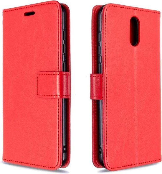 Nokia 1.3 Hoesjes – Portemonnee Book Case – Magneetsluiting – 2x Gehard Glas Screenprotector – Rood-Ilumina Benelux