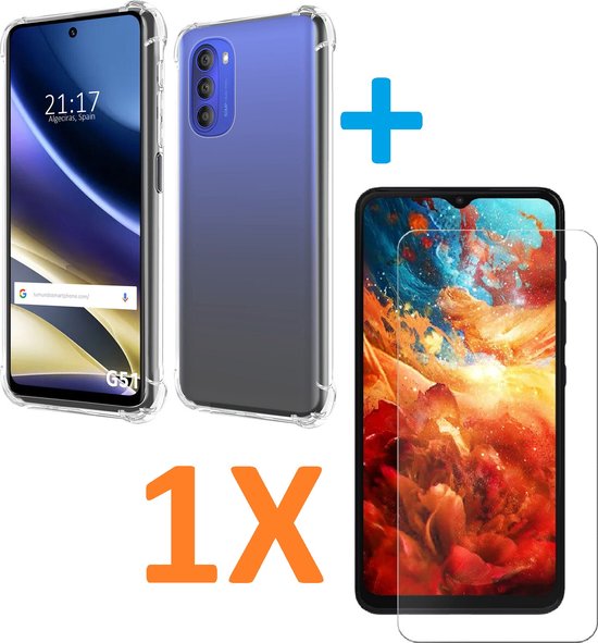 Motorola Moto G51 Hoesjes – Siliconen TPU Backcover – Schokbestendig – Inclusief Screenprotector – Transparant