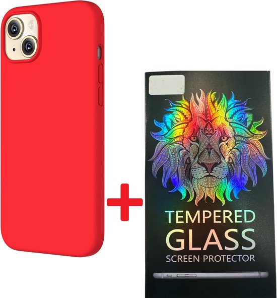 iPhone 15 Plus Hoesjes – Liquid Siliconen Backcover + Screenprotector – Schokbestendig – Rood-Ilumina Benelux