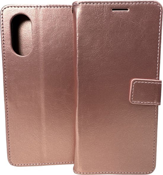 Oppo A78 5G Hoesjes – Portemonnee Bookcase – Pasjeshouder – Magneetsluiting – Roségoud-Ilumina Benelux