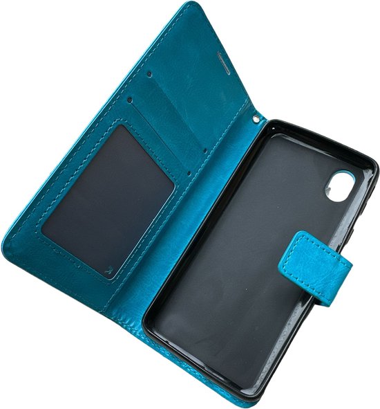 Portemonnee Hoesje - 2 Pack Screenprotector Geschikt voor: Samsung Galaxy A01 Core (2020) - Turquoise