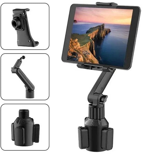 Tablethouders Auto Accessories – Tablethouder Houder Auto – Bekerhouder Auto – Telefoon & Tablet Houder Met Stevige Grip – ook Geschikt voor: Loopband/Cardio/Treadmill