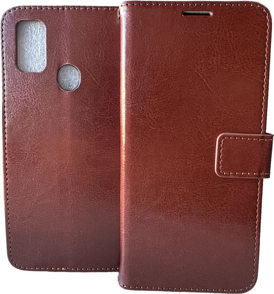 Samsung Galaxy A21s Hoesjes – Portemonnee Book Case – Pasjeshouder – Magneetsluiting – Bruin-Ilumina Benelux