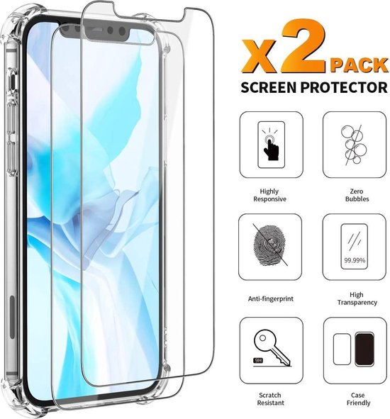 iPhone 12 Hoesjes – Siliconen TPU Backcover – Schokbestendig – Incl. 2x Gehard Glas Screenprotector – Transparant-Ilumina Benelux