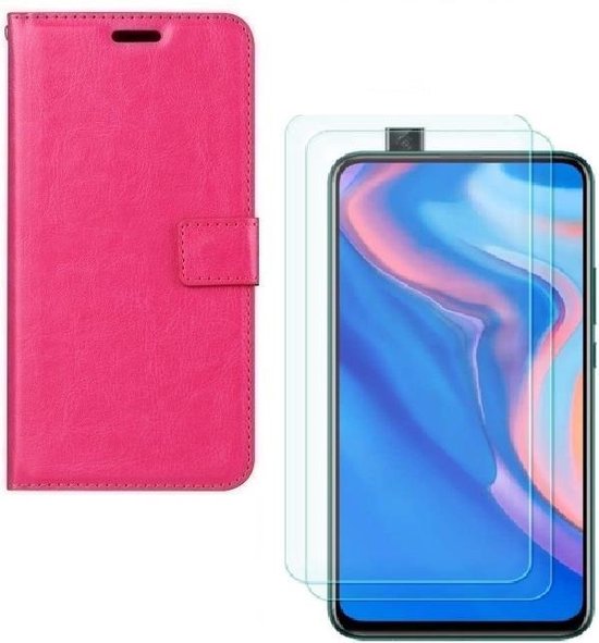 Huawei P Smart Z Hoesjes – Portemonnee Hoes – Pasjeshouder – 2x Screenprotector – Roze-Ilumina Benelux