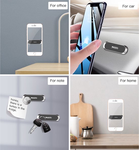 Telefoonhouder auto – Magnetische telefoonhouder – Met metalen plaatje – Dashboard & Ventilatierooster – Zwart-Ilumina Benelux