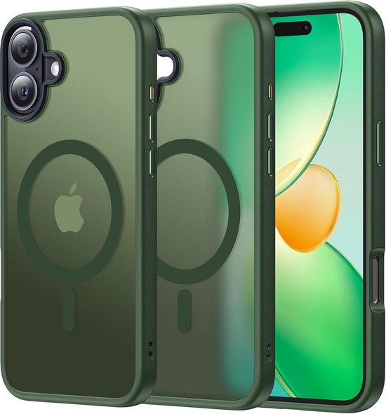 iPhone 16 Hoesjes – MagSafe Backcover – Magnetische Ring – Groen-Ilumina Benelux