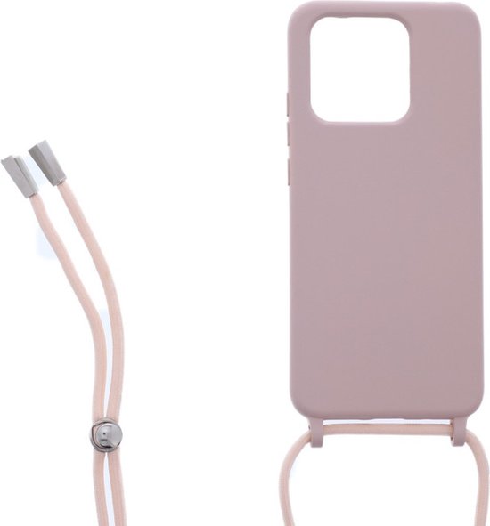 Xiaomi Redmi 10C & Poco C40 Hoesjes – Siliconen Backcover – TPU – Met Ketting – Beige-Ilumina Benelux